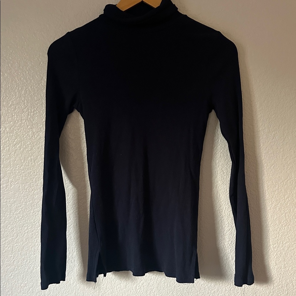 Ambiance navy blue ribbed Long Sleeve Turtleneck - Picture 2 of 4